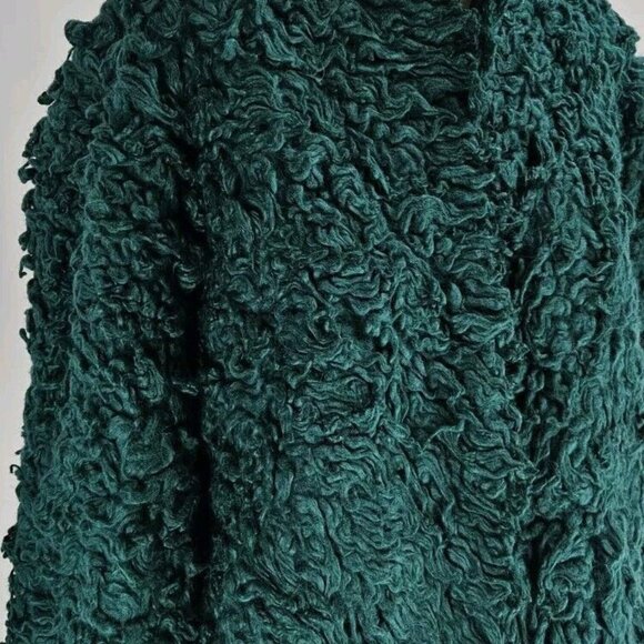 Fabulous Furs~Donna Salyers Blue/Teal Acrylic Shaggy Faux Fur Lamb Jacket/Coat~L - Picture 5 of 8